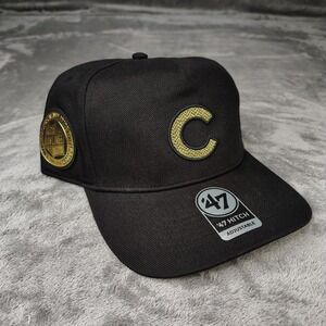 '47 Brand x Rawlings Chicago Cubs‎ Black Gold Leather Hitch Snapback Hat Cap NWT